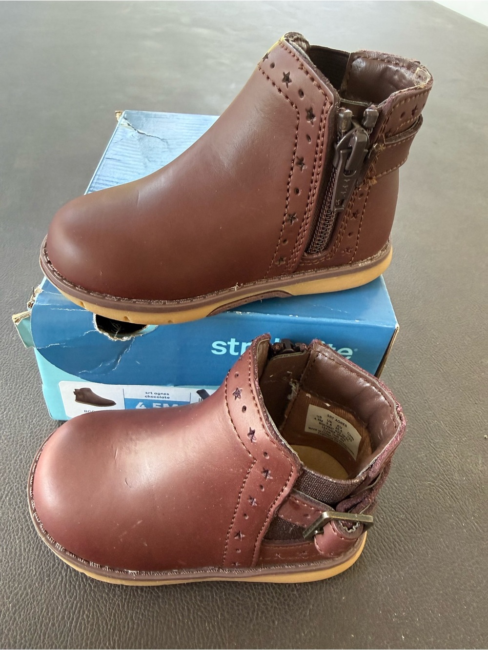 Stride Rite Toddler Brown Ankle Boots with Side Zip